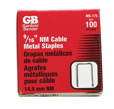 Gardner Bender MS-175 Metal Cable Staples, 9/16 In., 100-Count
