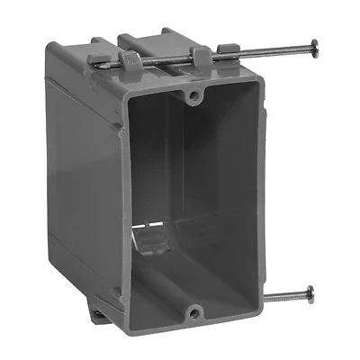 1 Gang New Work Standard Switch & Outlet Wall Electrical Box, Gray PVC, 20 Cu. In.