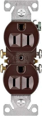 Eaton 270B Duplex Receptacle, 15 Amp, 125 Volt, Brown