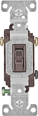 Eaton 1303-7B-BOX 3-Way Toggle Switch, Brown, 15A 120V, 10-Pack