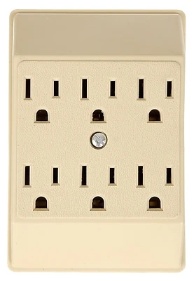Eaton C1146V 6-Outlet Adapter, 3-Wire Ground Tap, Ivory