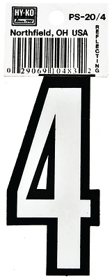 Hy-ko Ps-20/4 Reflective Vinyl House Number 4, 3-1/4 In, Pack Of 10