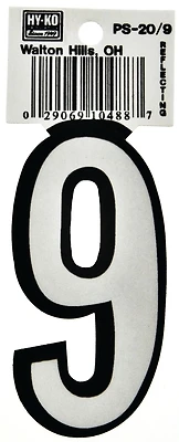 Hy-ko Ps-20/9 Reflective Vinyl House Number 9, 3.25 In. - Pack Of 10