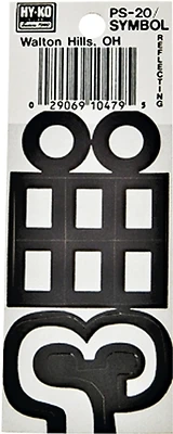 Hy-ko Ps-20/symb Reflective Vinyl Symbol Sign, 3.25 In, Pack Of 10, Weatherproof