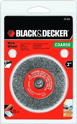 Black+Decker 70-603 Wire Wheel Brush, 3 In. Dia, 1/4 In. Shank