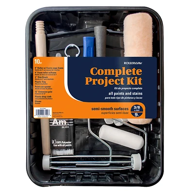 Rollerlite All Purpose 9 In. W Cage Paint Roller Kit With Extension Pole And Accessories