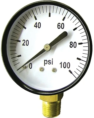 Sg 100 Standard Pressure Gauge, 100 Psi, 1/4 Brass Npt Connection