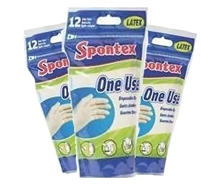 76191 One Use Latex Gloves, 12 Pk, Osfa, Cream Color For Cleaning & Gardening
