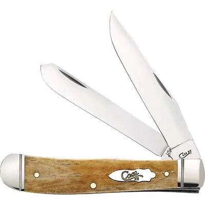 Xx 3.27 In. Smooth Antique Bone Trapper Pocket Knife With Fluted Bolsters
