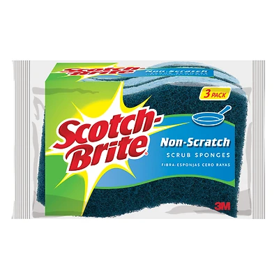 Scotch-Brite MP-3 Scrub Sponge, 4.4 in L, 2.6 in W, 0.8 in Thick, Cellulose, Blue