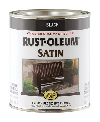 Rust-Oleum 7777502 Stops Rust Satin Enamel, Black, 1 Qt