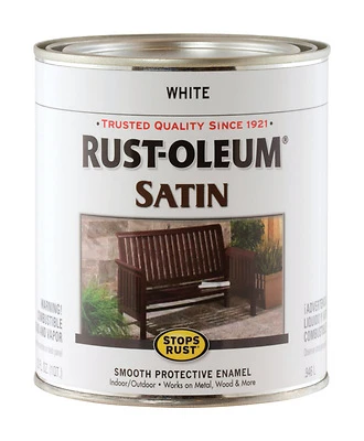 Rust-Oleum 7791502 Stops Rust White Satin Brush-On Paint, 1 Qt.