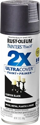 Painter's Touch 2X Spray Paint, Satin Canyon Black, 12-oz.