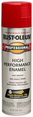 Rust-Oleum 7564838 Professional High-Performance Enamel Spray Paint, Gloss Safety Red, 15 oz