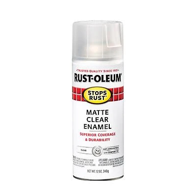 Rust-Oleum 285093 Stops Rust Clear Matte Spray Enamel, 12 oz