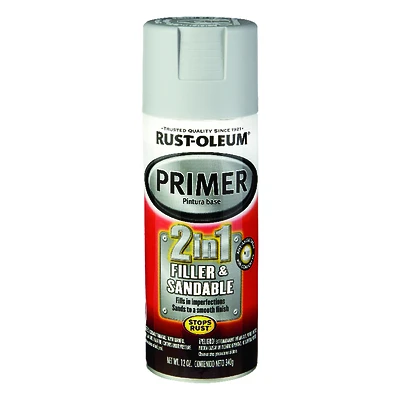 Rust-Oleum 260510 2-In-1 Automotive Filler Primer Spray, Gray, 12 Oz