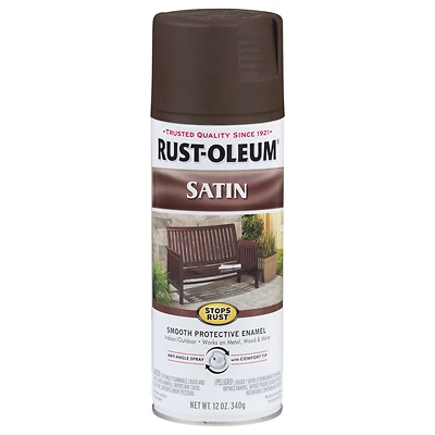 Rust-Oleum 241239 Stops Rust Enamel Spray Paint, Dark Brown Satin, 12 oz
