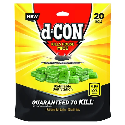 D-CON 1920098345 Bait Station Refill, Solid, 20-Pack