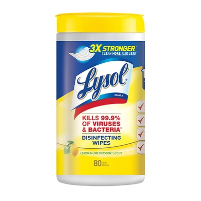 Lysol 77182 Disinfecting Wipes, Lemon and Lime Blossom, White, 8 in L, 7 in W