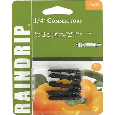 Raindrip R312CT Barbed Coupling, 1/4-In., 5-Pack