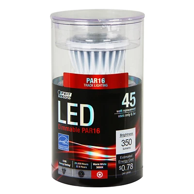 Feit Electric BPPAR16DM/930CA PAR16 LED Bulb, Dimmable, 45W Equivalent, E26, 3000K