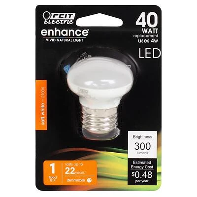 Feit Electric BPR14DM/927CA LED Bulb, R14, Soft White, 40W Equivalent