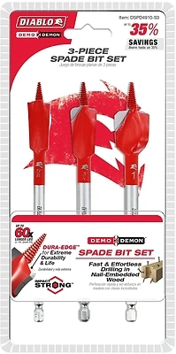 Diablo DSPD4910-S3 Demo Demon Spade Bit Set, 3-Piece, HSS
