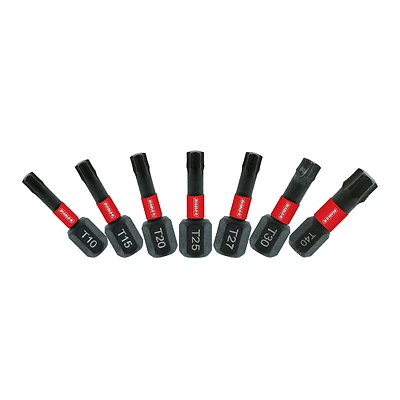 Diablo DTHV1-S7 Security Drive Bit, #10, #15, #20, #25, #27, #30, #40 Drive, Torx Drive, 1/4 in Shank, Hex Shank, 1 in L