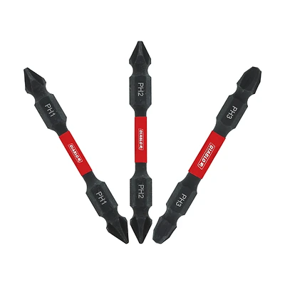 3-Pc. Double Ended Phillips Insert Bit Set, 2-3/8-In.