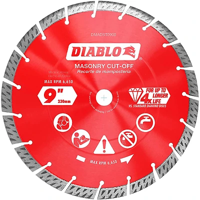 9 In. Segmented Turbo Rim Dry/wet Diamond Blade For Masonry