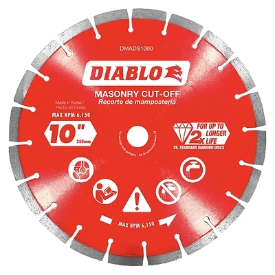 10 In. Segmented Rim Dry/wet Cut Diamond Blade For Masonry