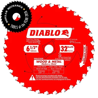 Circular Saw Blade, Wood & Metal, 32-Tooth x 6-1/2-In.