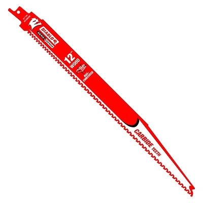 Diablo Demo Demon DS1206CWS10 Reciprocating Saw Blade, 1 in W, 12 in L, 5, 7 TPI, Carbide Cutting Edge