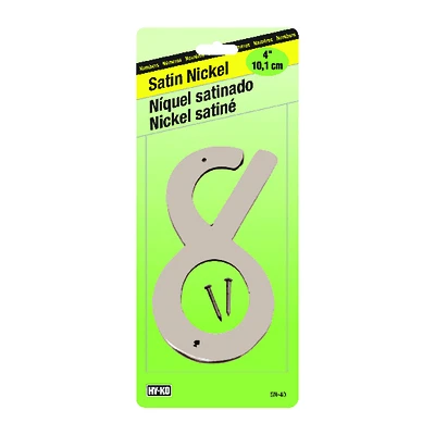 Hy-Ko SN-40/8 Address Number 8, Zinc Satin Finish, 4-In.