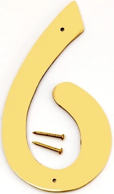 Hy-Ko BR-40/6 House Number 6, Brass, 4-In.