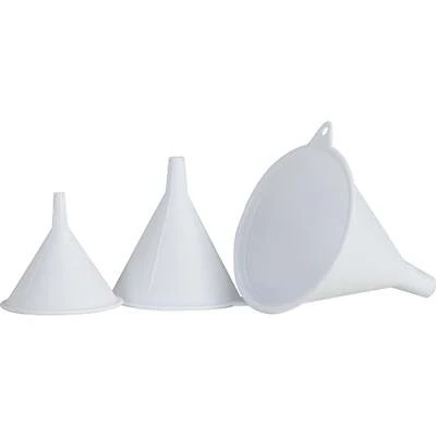 243 Plastic Funnel Set - 3-piece, White, 2 Oz., 4 Oz., 6 Oz. Sizes