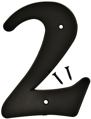 Hy-Ko House Address Number 2, Black Plastic, 6-In.