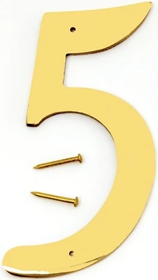 Hy-Ko BR-40/5 House Address Number 5, Brass, 4-In.