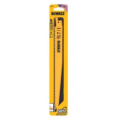 Bi-Metal Reciprocating Saw Blade, 9 In., 6-TPI, 5-Pk.
