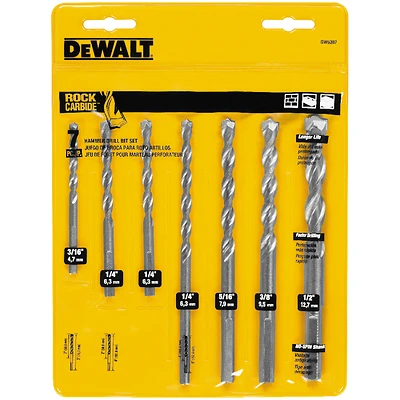 DeWalt DW5207 Hammer Drill Bit Set, Carbide, 7-Piece