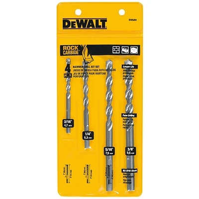DeWalt DW5204 4-Pc. Percussion Masonry Drill Bit Set, Carbide