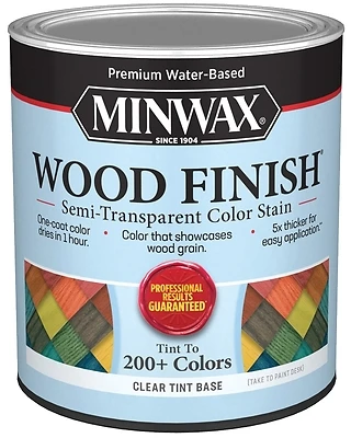 Minwax 117200000 Wood Finish Stain, Water-Based, Semi-Transparent, Clear, 1-Qt.