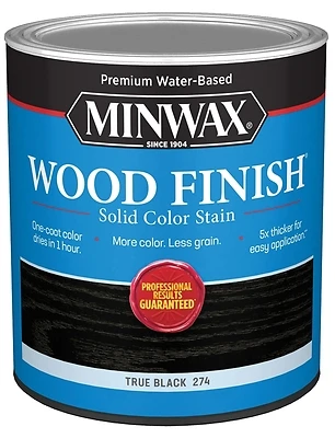 Minwax 108510000 Wood Finish Solid Stain, Water-Based, True Black, 1-Qt.