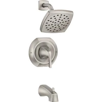 Lindor Posi-Temp Single Handle Tub / Shower Faucet + Spray Head, Spot-Resistant Brushed Nickel