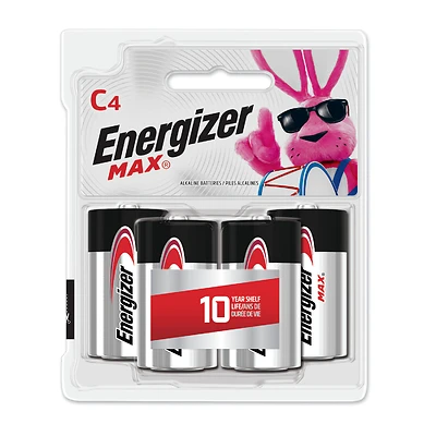 Energizer E93BP-4 Battery, 1.5 V Battery, 8 Ah, C Battery, Alkaline, Manganese Dioxide, Zinc, Rechargeable: Yes