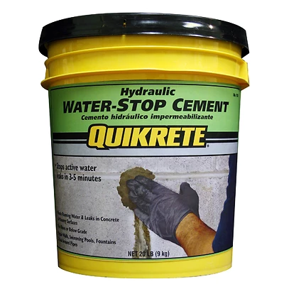 Quikrete 112620 Hydraulic Water Stop Cement, Gray, 20-Lb. Pail