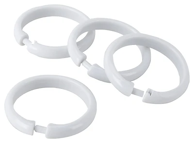 Simple Spaces SD-ORING-W3L Shower Curtain Rings, Plastic, White, 12 Pack