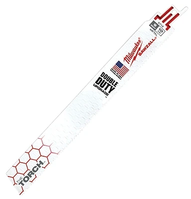 Milwaukee The Torch 48-00-5713 Reciprocating Saw Blade, 1 in W, 9 in L, 10 TPI, Bi-Metal Cutting Edge
