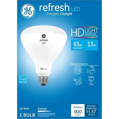65W Equivalent Daylight (5000K) High Definition BR40 Dimmable LED Light Bulb