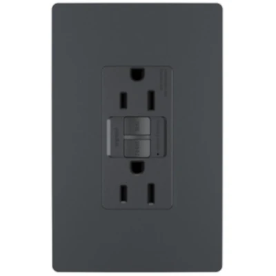 Tamper-Resistant 15A GFCI Duplex Outlet, Residential/Commercial, Graphite